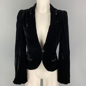 MARC JACOBS Size 2 Black Velvet Single Button Jacket